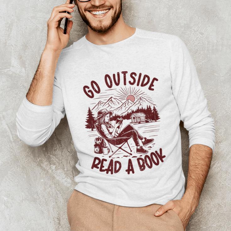 Go Outside Read a Book Vintage Bibliophiles Unisex Long Sleeve T-Shirt