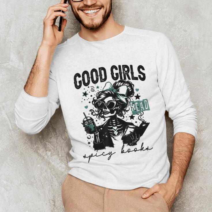 Good Girls Read Spicy Skeleton Book Club Unisex Long Sleeve T-Shirt