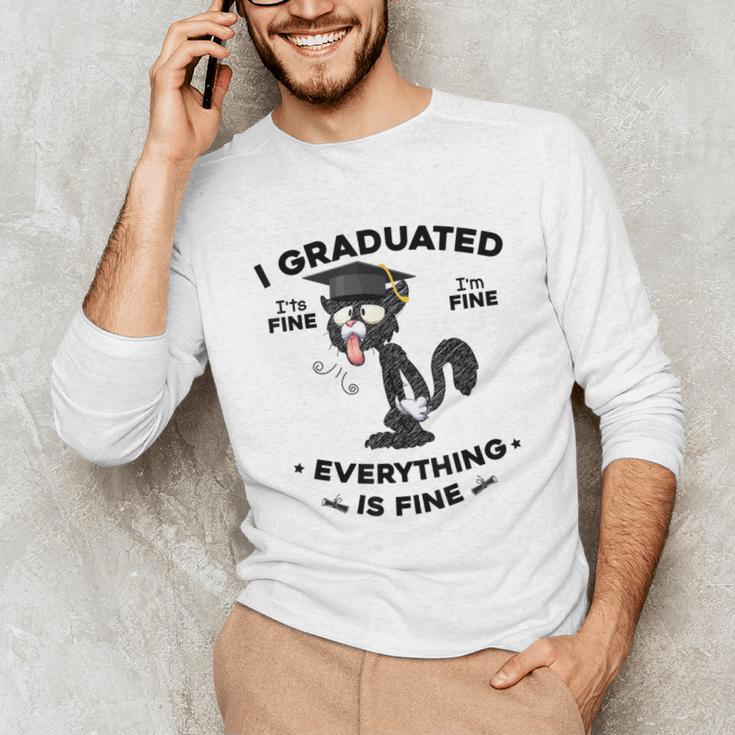 I Graduated Graduate Class 2025 Cat Graduation Unisex Long Sleeve T-Shirt