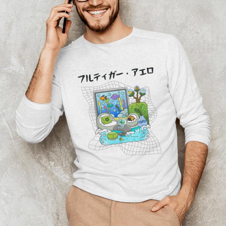 Grass Fun UI UX Er Computer Retro Fish Frutiger Aero Unisex Long Sleeve T-Shirt Grass Fun UI UX Er Computer Retro Fish Frutiger Aero Unisex Long Sleeve T-Shirt