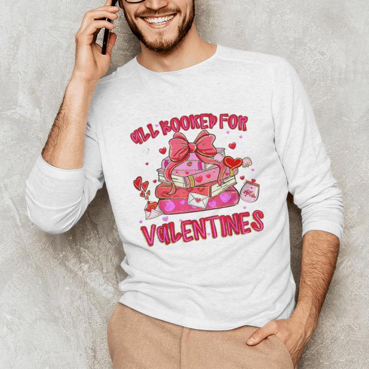Groovy All Booked For Valentines Books Pink Coquette Bow Unisex Long Sleeve T-Shirt