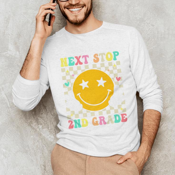 Groovy Next Stop 2nd Grade 1st Grade Graduation 2025 Premium Unisex Long Sleeve T-Shirt