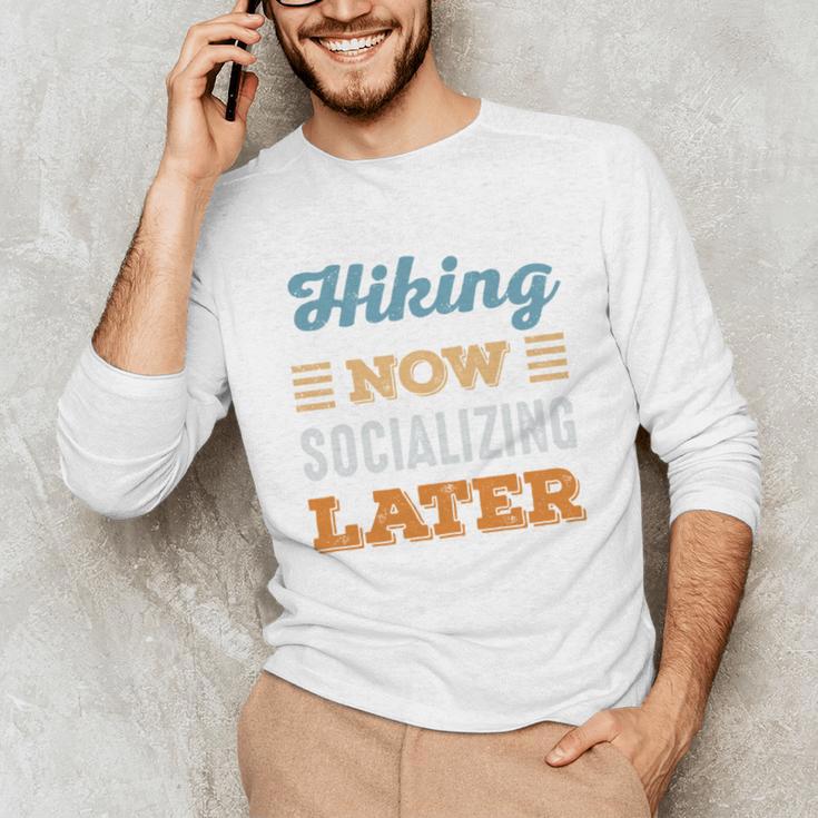 Hiking Now Minimal Socializing Introvert Vintage Unisex Long Sleeve T-Shirt Hiking Now Minimal Socializing Introvert Vintage Unisex Long Sleeve T-Shirt