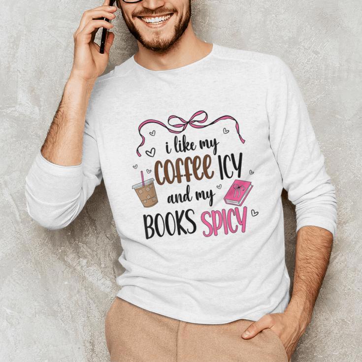 Iced Coffee & Reading Smut Books Girly Spicy Novels Unisex Long Sleeve T-Shirt