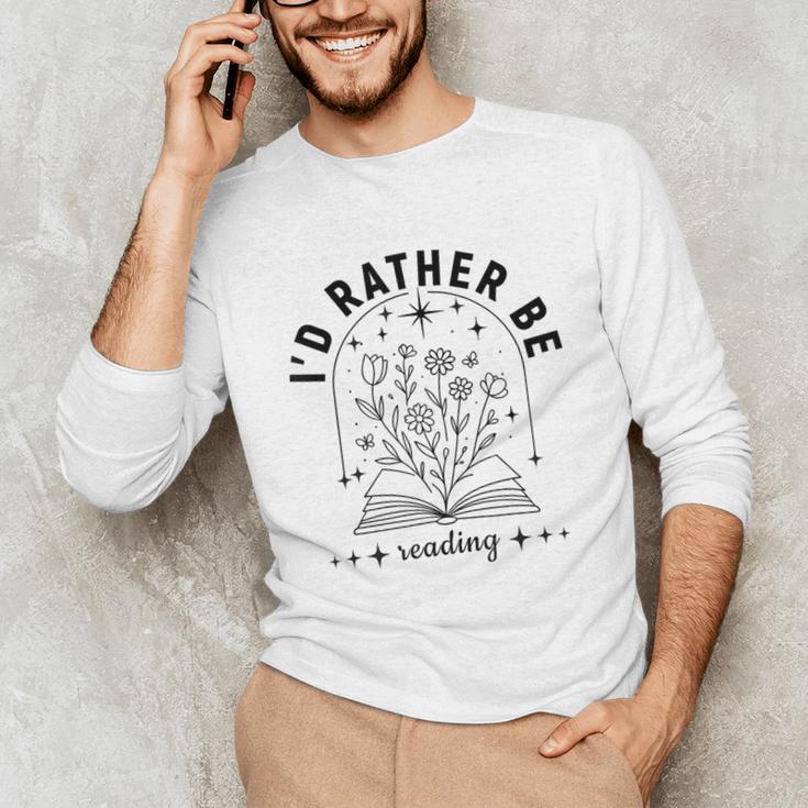 I’d Rather Be Reading Minimal Book Lover Arch Unisex Long Sleeve T-Shirt
