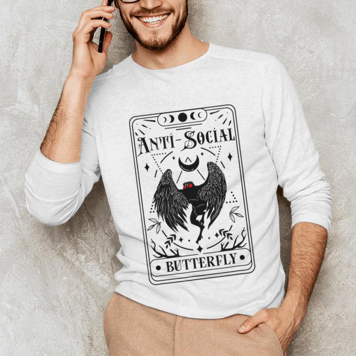 Introvert Apparel Emporium Mothman Tarot Card Antisocial Butterfly Cryptozoologist -Adults Grey Unisex Long Sleeve T-Shirt Introvert Apparel Emporium Mothman Tarot Card Antisocial Butterfly Cryptozoologist -Adults Grey Unisex Long Sleeve T-Shirt