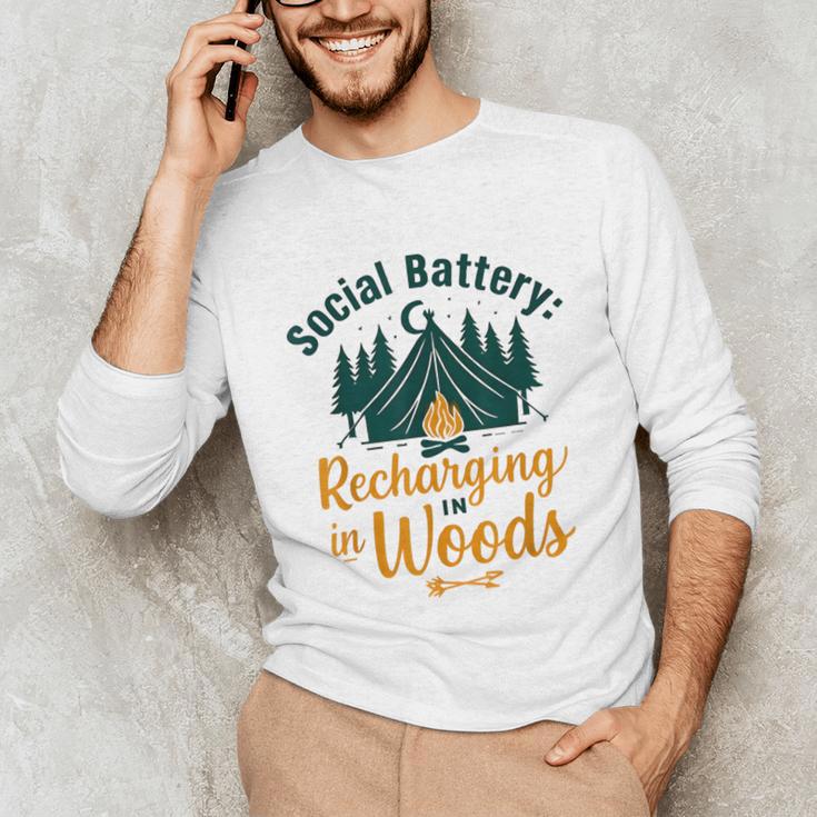 Introvert Camping Social Battery Recharging In The Woods Unisex Long Sleeve T-Shirt