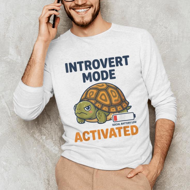 Introvert Mode Activated Low Social Battery Box Turtle Unisex Long Sleeve T-Shirt Introvert Mode Activated Low Social Battery Box Turtle Unisex Long Sleeve T-Shirt