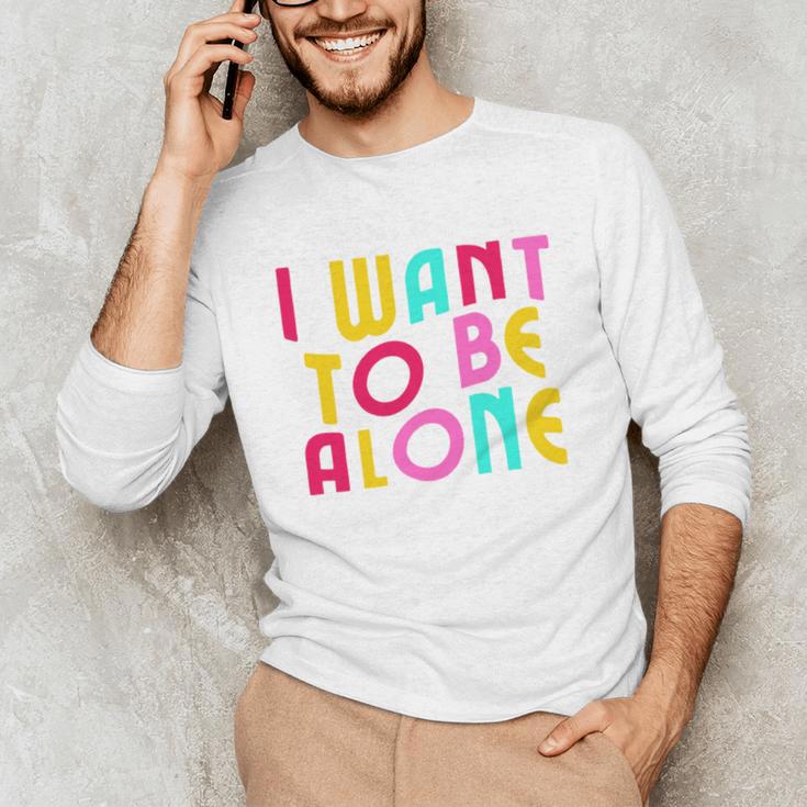 Introvert I Want To Be Alone Retro Wavy Unisex Long Sleeve T-Shirt