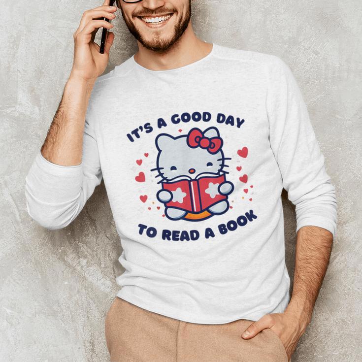 It's a Good Day To Read a Book Cute Cat Book Day Girls Boys Unisex Long Sleeve T-Shirt