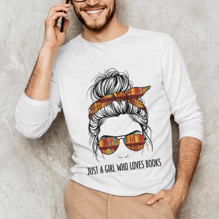 Just a Girl Who Loves Books Pajamas Shirt Reading Book Lover Unisex Long Sleeve T-Shirt