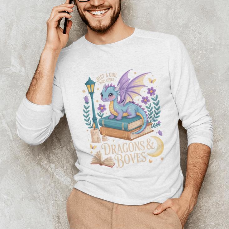 Just a Girl Who Loves Dragons & Books Reader Fantasy Fun Premium Tri-Blend Unisex Long Sleeve T-Shirt