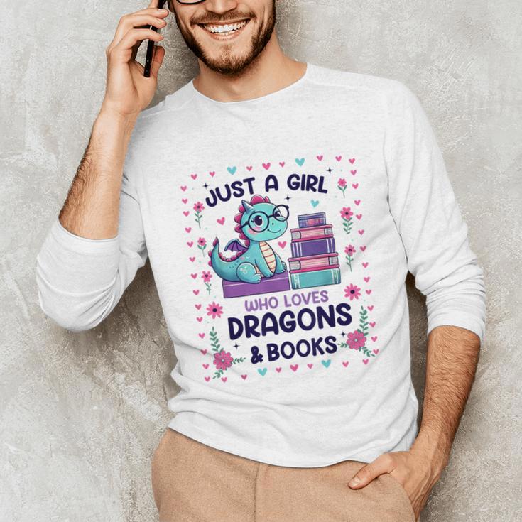 Just A Girl Who Loves Dragons And Books Lover Reading Book Unisex Long Sleeve T-Shirt Just A Girl Who Loves Dragons And Books Lover Reading Book Unisex Long Sleeve T-Shirt