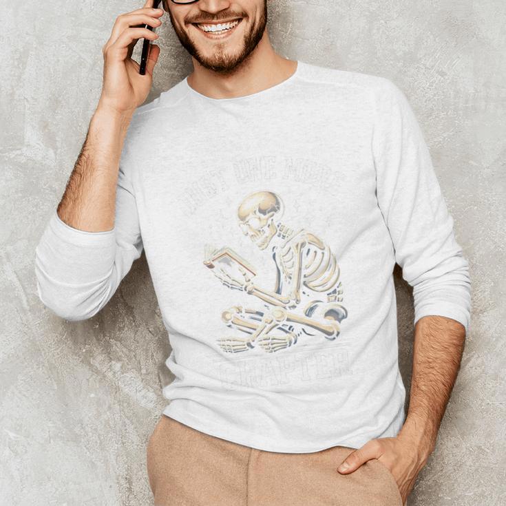 Just One More Chapter Reading Skeleton Book Lover Premium Tri-Blend Unisex Long Sleeve T-Shirt
