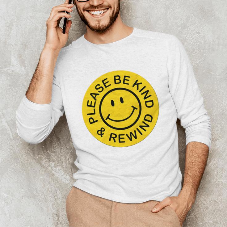Be Kind Rewind Shirt Retro Nostalgia Sticker 80s 90s Tee Premium Tri-Blend Unisex Long Sleeve T-Shirt