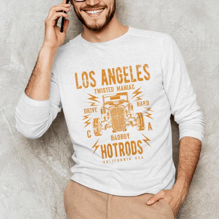 Los Angeles Hotrods Automotive Nostalgia Distressed Premium Tri-Blend Unisex Long Sleeve T-Shirt