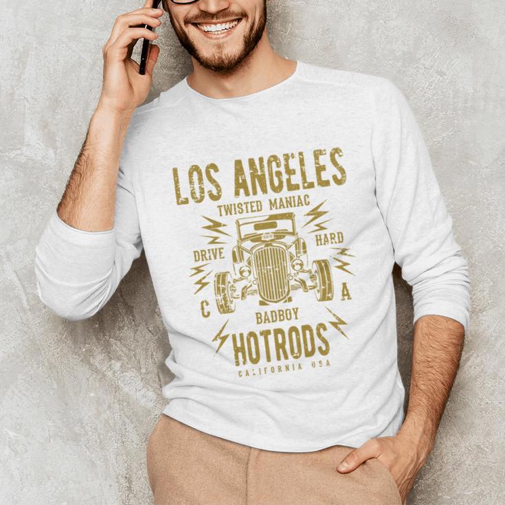 Los Angeles Hotrods Automotive Nostalgia Distressed Unisex Long Sleeve T-Shirt Los Angeles Hotrods Automotive Nostalgia Distressed Unisex Long Sleeve T-Shirt