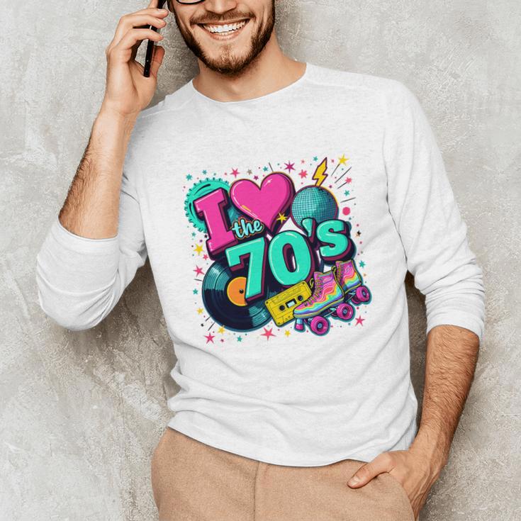 I Love The 70s Retro Cassette Roller Vinyl Disco Nostalgia Premium Tri-Blend Unisex Long Sleeve T-Shirt