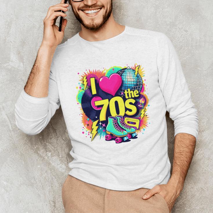 I Love The 70s Retro Cassette Roller Vinyl Nostalgia Vibes Premium Tri-Blend Unisex Long Sleeve T-Shirt