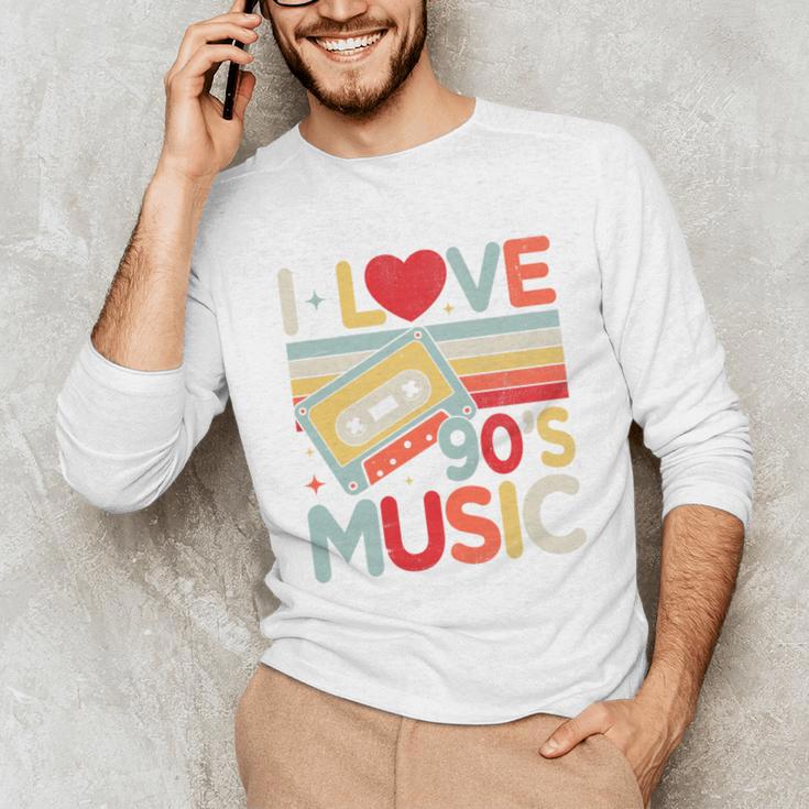 I Love 90's Music Retro Style Nostalgia Cassette 1990s Party Premium Tri-Blend Unisex Long Sleeve T-Shirt