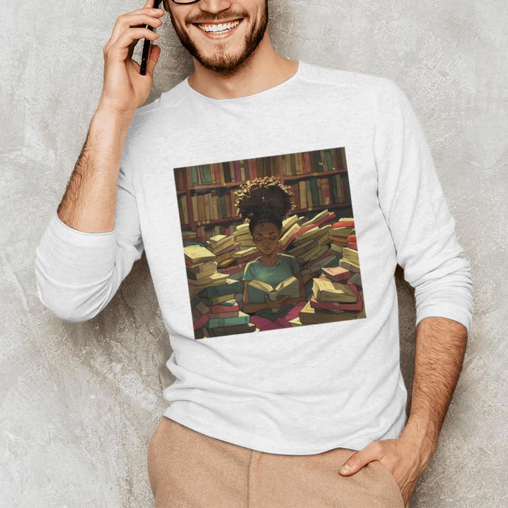 Melanin Afro Women Educated Reading Book History Girls Unisex Long Sleeve T-Shirt