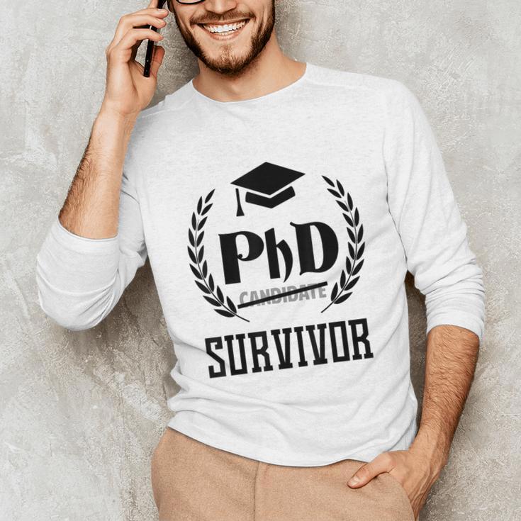 PHD Survivor T-Shirt Graduation Student Teacher For Men Women Kids Unisex Long Sleeve T-Shirt