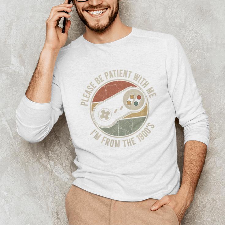Please Be Patient With Me I'm From The 1900s Retro Gamer Premium Tri-Blend Unisex Long Sleeve T-Shirt