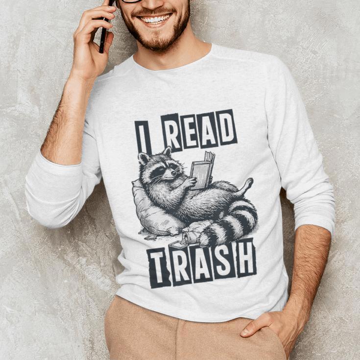 Racoon Reading Spicy Smutty Book Booktok I Read Trashy Books Unisex Long Sleeve T-Shirt