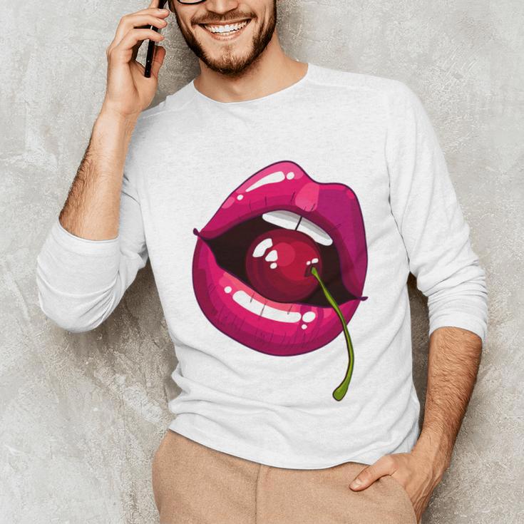 Rainbow Lips With a Cherry In The Mouth 80s Nostalgia Premium Tri-Blend Unisex Long Sleeve T-Shirt Rainbow Lips With a Cherry In The Mouth 80s Nostalgia Premium Tri-Blend Unisex Long Sleeve T-Shirt