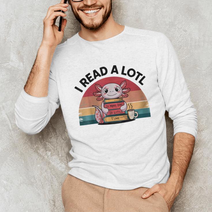 I Read Alotl Axolotl Retro Reading Books Lover Vintage Unisex Long Sleeve T-Shirt