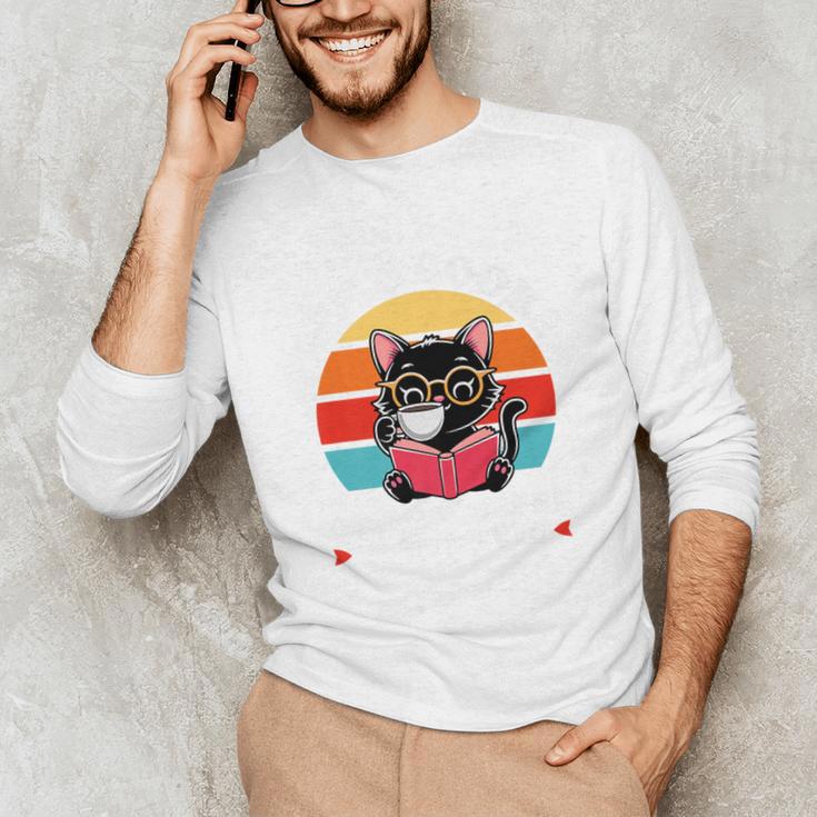 Read Books Drink Coffee Fight Evil Cat Premium Unisex Long Sleeve T-Shirt