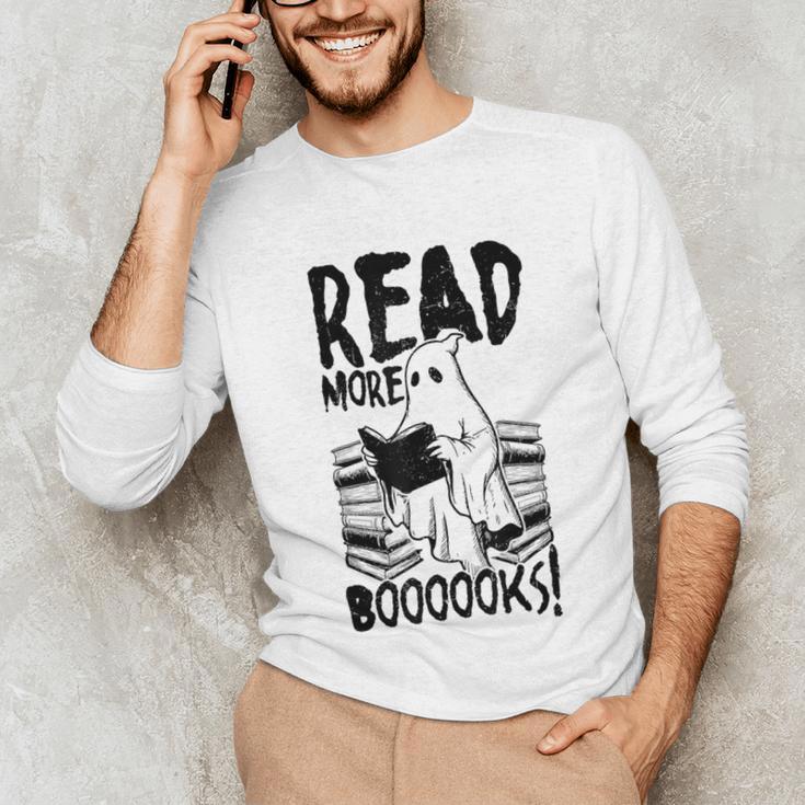 Read More Books Ghost Halloween Reading Teacher Literacy Unisex Long Sleeve T-Shirt Read More Books Ghost Halloween Reading Teacher Literacy Unisex Long Sleeve T-Shirt