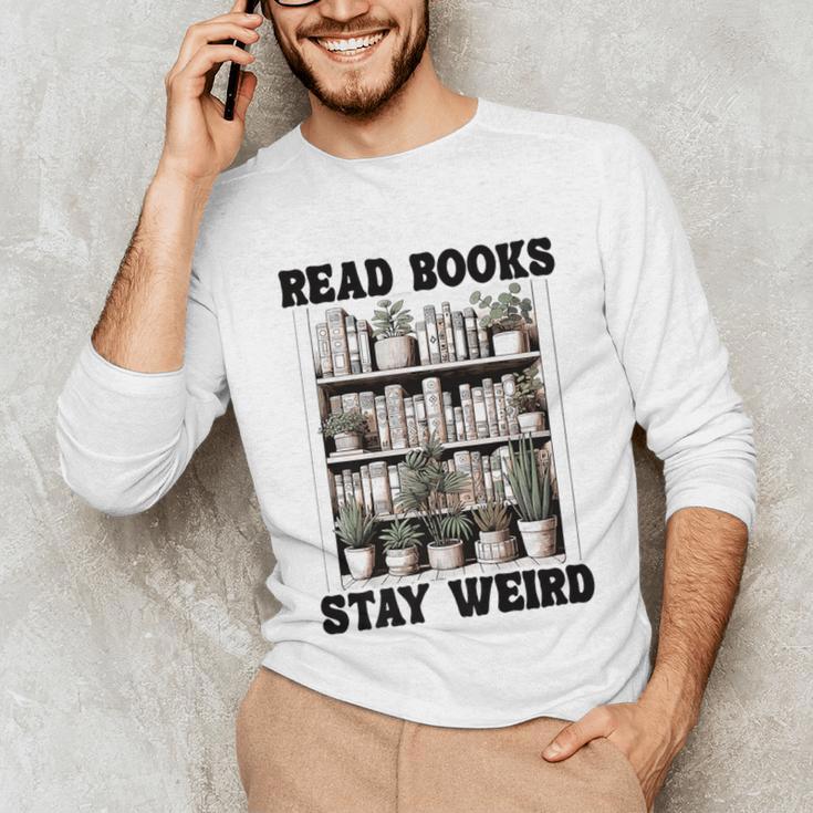 Read Books Stay Weird Book Lover Joke Introvert Reading Premium Unisex Long Sleeve T-Shirt