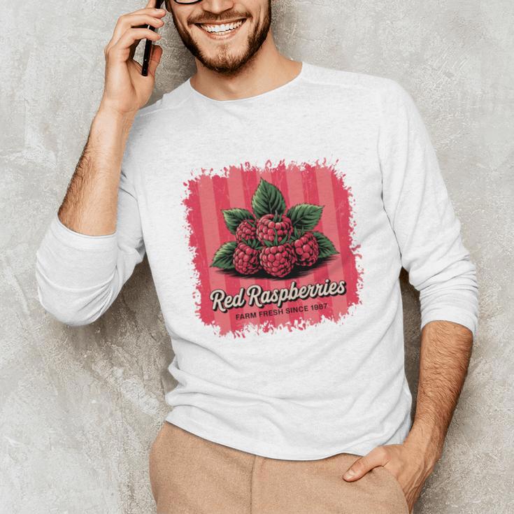 Red Raspberries Farm Fresh Since 1987 Nostalgia Unisex Long Sleeve T-Shirt Red Raspberries Farm Fresh Since 1987 Nostalgia Unisex Long Sleeve T-Shirt