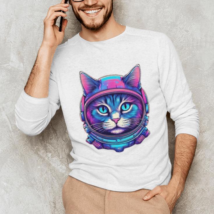 Retro 80s Cat In Space Suit Nostalgia Cat Vintage Astronaut Unisex Long Sleeve T-Shirt Retro 80s Cat In Space Suit Nostalgia Cat Vintage Astronaut Unisex Long Sleeve T-Shirt