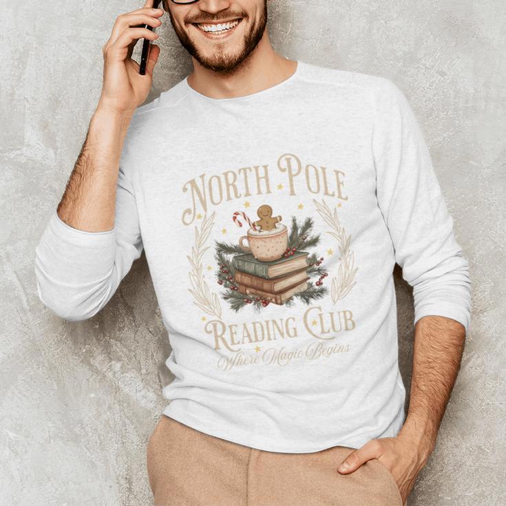 Retro North Pole Reading Club Hot Cocoa Book Lovers Xmas Unisex Long Sleeve T-Shirt Retro North Pole Reading Club Hot Cocoa Book Lovers Xmas Unisex Long Sleeve T-Shirt