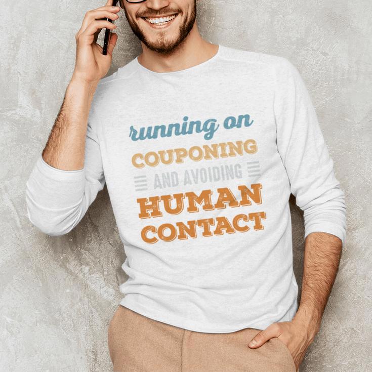 Running On Couponing Social Introvert Humor Vintage Unisex Long Sleeve T-Shirt Running On Couponing Social Introvert Humor Vintage Unisex Long Sleeve T-Shirt