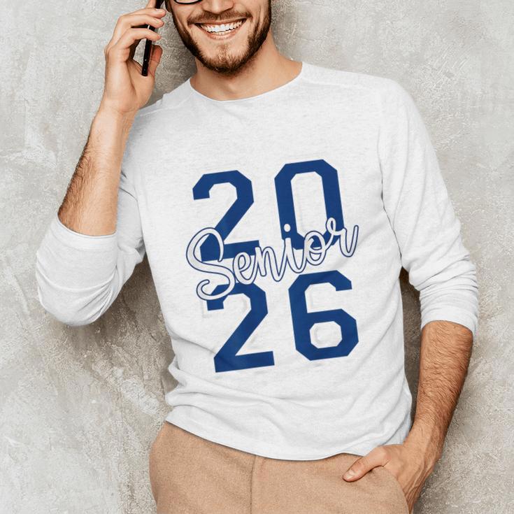 Senior 2026 Graduation Varsity Navy Blue On The Back Unisex Long Sleeve T-Shirt