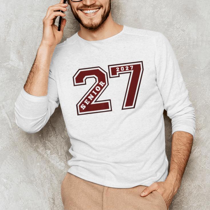 Senior 2027 Maroon Senior Class Of 27 Jersey Graduation Unisex Long Sleeve T-Shirt