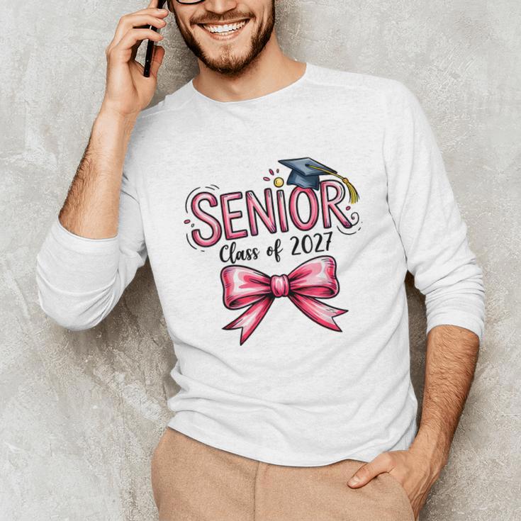 Senior Class Of 2027 Coquette Pink Bow Graduation 2027 Girls Unisex Long Sleeve T-Shirt