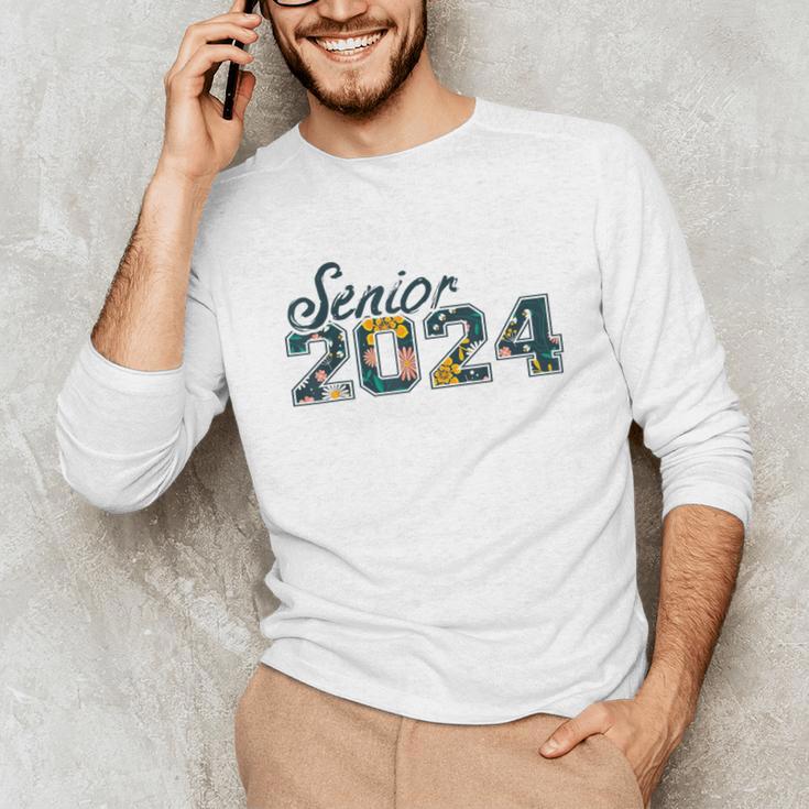 Senior Graduation Class Of 2024 Cute Senior 2024 Flowers Unisex Long Sleeve T-Shirt