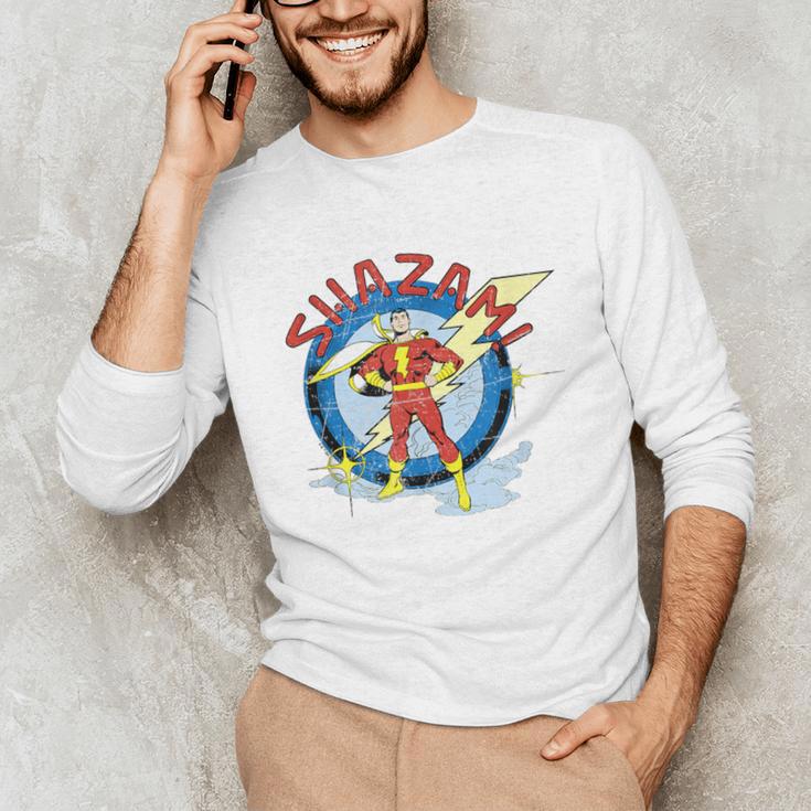 Shazam Comic Book Art Heroic Portrait Vintage Unisex Long Sleeve T-Shirt