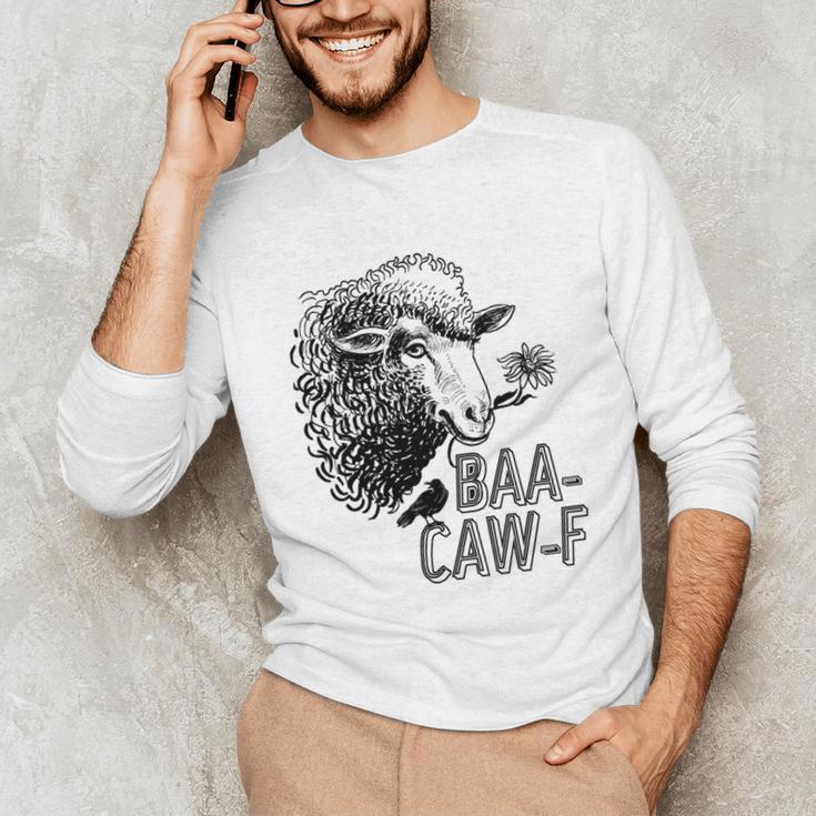 Sheep Baa Crow Caw Back Off Pun Tee For Introverts & Teens Unisex Long Sleeve T-Shirt