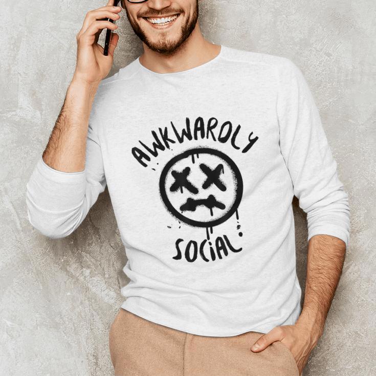 Socially Awkward Introvert Social Anxious Awkwardly Social Unisex Long Sleeve T-Shirt