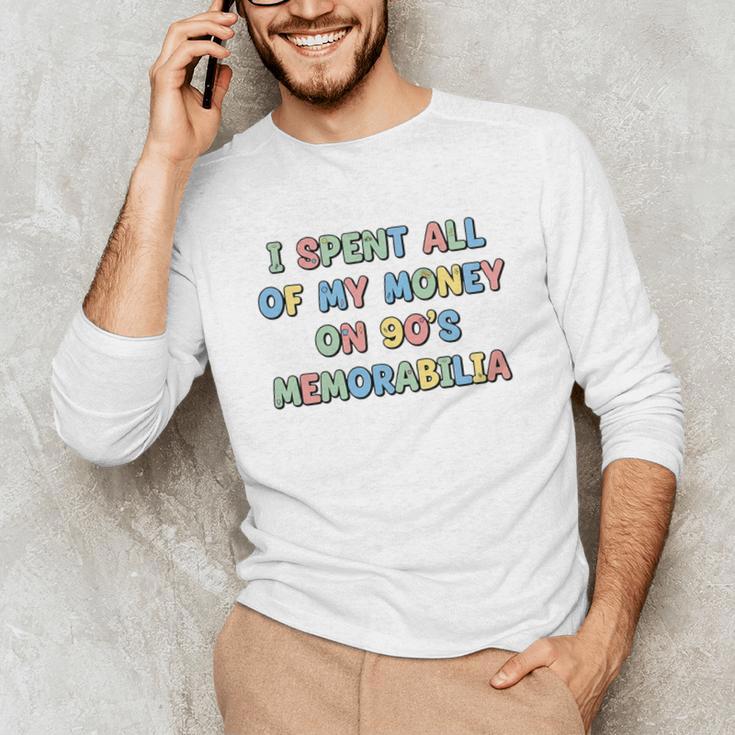 I Spent All My Money On 90's Memorabilia Nostalgia & Retro Premium Tri-Blend Unisex Long Sleeve T-Shirt
