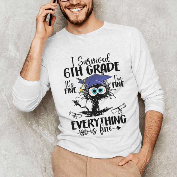 I Survived 6th Grade Graduated Cat Graduation For Men Women Girls Kids Unisex Long Sleeve T-Shirt