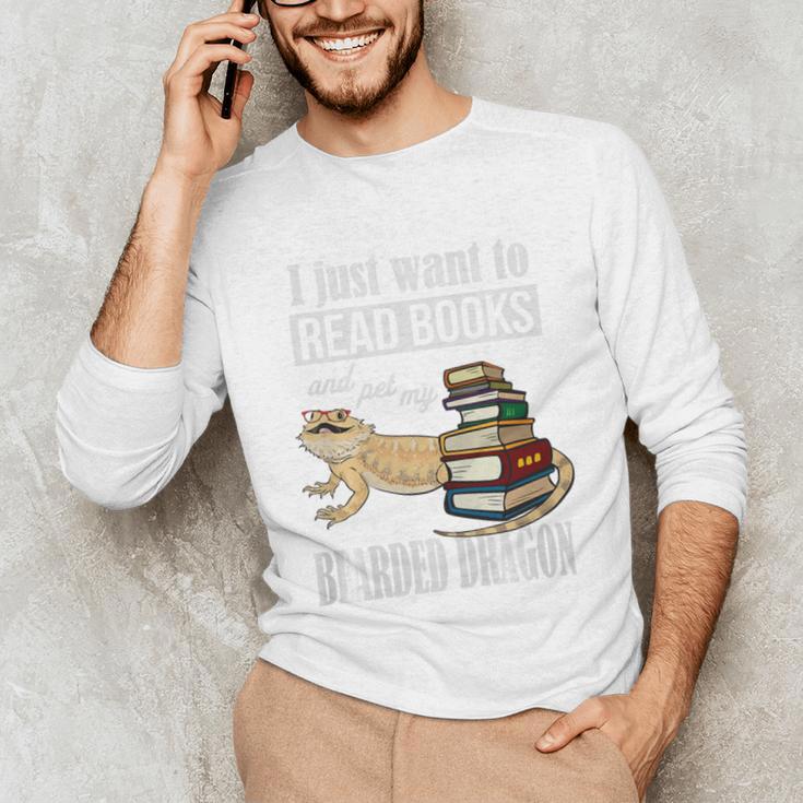 Tiny Dinosaur Read Books & Pet My Bearded Dragon Lover Premium Tri-Blend Unisex Long Sleeve T-Shirt