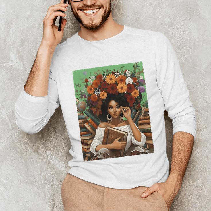 History Month Black Afro Girl Women Book Lovers Floral Unisex Long Sleeve T-Shirt History Month Black Afro Girl Women Book Lovers Floral Unisex Long Sleeve T-Shirt