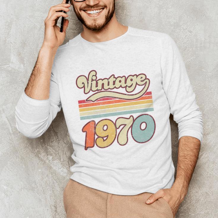 Vintage 1970 Birthday Retro Style 70's Born Nostalgia Outfit Premium Tri-Blend Unisex Long Sleeve T-Shirt