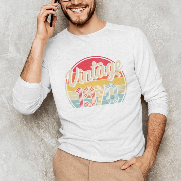 Vintage 1970 Retro Style 70's Born Nostalgia Vibe Birthday Premium Tri-Blend Unisex Long Sleeve T-Shirt